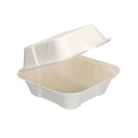 Bagasse Burger Box 6"x6" One Compartment White - Image 2